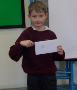 Jack with his letter from Kensington Palace